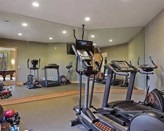 Elliptical and Treadmill and other exercise equipment.