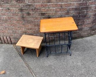 End Table Magazine Rack and Foot Stool