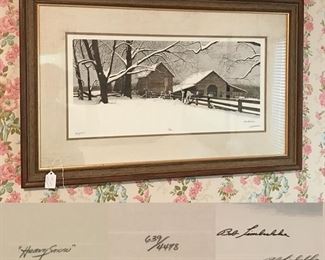 Heavy Snow by Bob Timberlake, large signed framed print