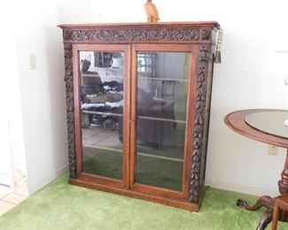 48 w x 53.5 t 13 d Beautiful carved bookcase