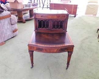 Leather top table 29 x 28