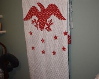 Pillowed Quilt with American Eagle and Stars