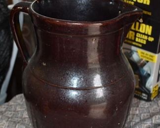 Antique Crock Pottery Pitcher