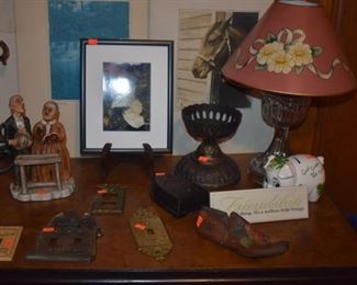 Vintage Oil Lamp with Shade, Shoe lathe and other Antiques and Collectibles
