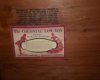 Gorgeous 1941 Lane Colonial Low-Boy Cedar Chest in Absolutely Beautiful Condition it comes complete with a letter from the Lane Company certifying the age of this Chest