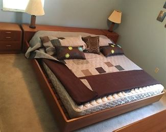 Danish Modern Teak by dyrlund, made in Denmark King bed and pair of night stands