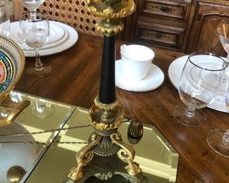 Pair of Grand Tour Candlesticks, Gilt and Black