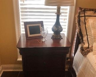 One of Pair of Blue Pate Sur Pate Lamps