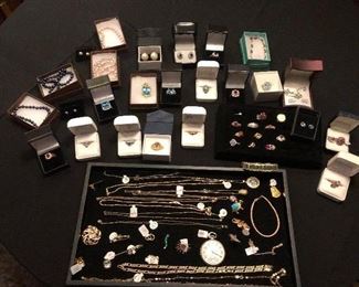 Gold and Precious Stone pieces, Swiss Blue Topaz, Rubies, Emeralds, Sapphires, Diamonds, Aqua and other precious stones.  Tahitian Black Pearls, Blush pearls, Natural Mabe Pearl Earrings 