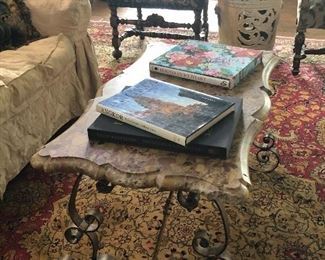 Marble Top Iron Base Coffee Table