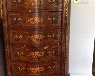 Carved French Marble Top Chest