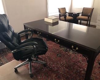 Harden Office Furniture and Leather Desk Chair with huge Tabriz Hand Woven Rug