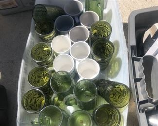 Green Glass Set