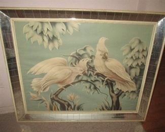 Parrots Print in Mirrored Frame
