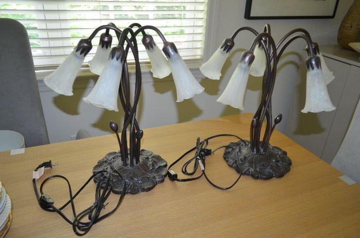Tulip glass shade table lamps