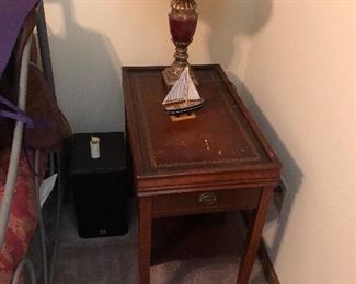 pair of vintage mahogany lamp tables with drawer