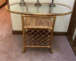 Vintage Cane Console Table