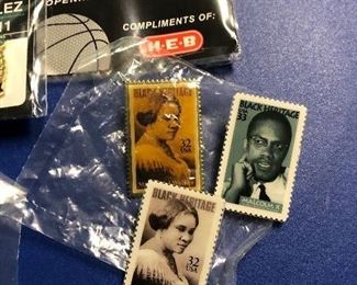 Malcom X and Madame CJ Walker Stamps Pins