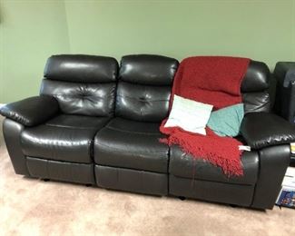 Leather Match Recliner Sofa
