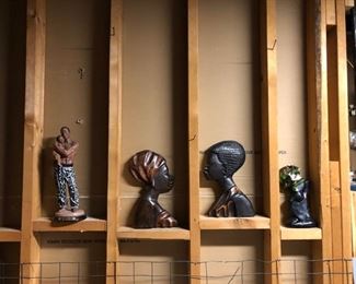 Just a few of vintage wood carved african statues