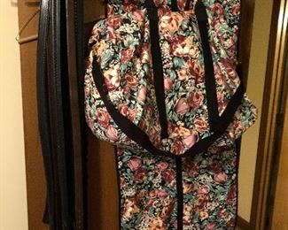 vintage floral garment bag and overnight bag