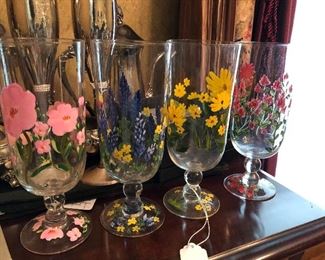 Hand painted ice tea or water goblets. 