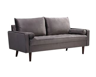 Mercer41 Gray Chretien Velvet 70'' Square Arm Sofa 2