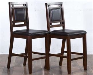 Pair Klaussner Contemporary Craftsman Style Bar Stools