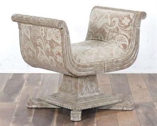 Carved Empire Revival U-Shaped Paisley Bench 2