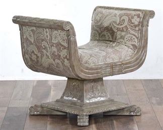 Carved Empire Revival U-Shaped Paisley Bench