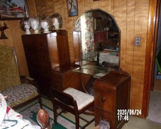 DECO HIGHBOY AND MATCHING VANITY WITH STOOL