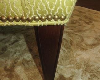  Vanguard Contemporary Wing Chair with Contrast Custom Fabric  Nail Trim & Matching Contrast Throw Pillow.  Green & Taupe Fabric on Outside Back & Arms Green Fabric on Front  Vanguard Furniture