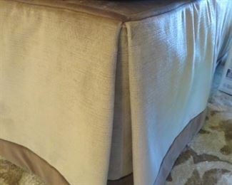  Hickory White Two-Cushion Transition Sofa
Crushed Velvet with Contrast Piping & Box Skirt Sofa in Chenille Fabric with Welt & Banding in Taupe Velvet