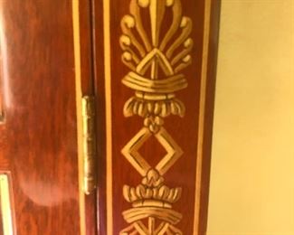  Mahogany Empire Inspired Curio Cabinet
Aged Gold Leaf Finished Trim
Kendall Furniture Company
