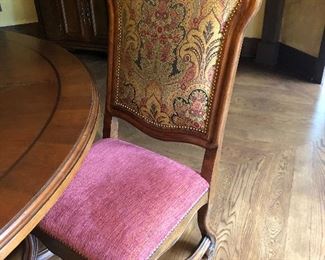 Lorts Dining Chairs (set of 8)  #9653
Custom Design Contrasting Fabrics
W 24 3/4" x D 29" x H 49 1/2"  Seat Height 21"
