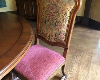 Lorts Dining Chairs (set of 8)  #9653
Custom Design Contrasting Fabrics
W 24 3/4" x D 29" x H 49 1/2"  Seat Height 21"
