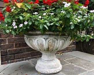 Large Reed Bowls Concrete Planter on Round Base (pair)
