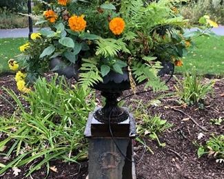 Metal Victorian Style Urn on Pedestal
