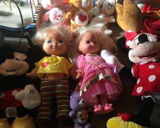 Vintage dolls, Disney park collectibles, Care Bears, Cabbage Patch kids and lots of kids toys. 