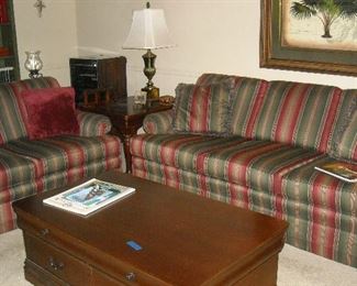 Sofa and matching love seat in very good condition.  Coffee table and matching lamp tables not for sale.