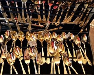 Rogers "Plume" gold flatware set