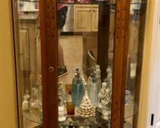 Small oak bow front curio 
