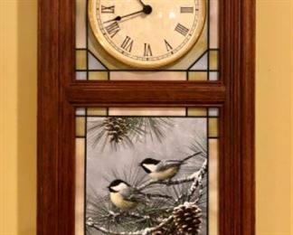 Danbury Mint Songbird 4 seasons stained glass clock