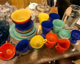 Vintage primary colored glass dishes