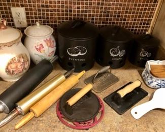 Rolling pens, canisters, bacon presses 