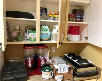 Misc serving dishes, cereal dispenser, 