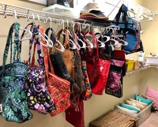 Lots of name brand purses, Vera Bradley, Markowski, Coach, Dooney & Bourke