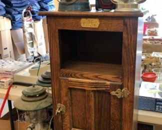 Lanterns, oak side table 