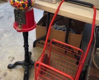 Gum ball machine, shopping carts