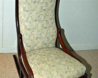 VICTORIAN LINCOLN STYLE UPHOLSTERED ROCKING CHAIR